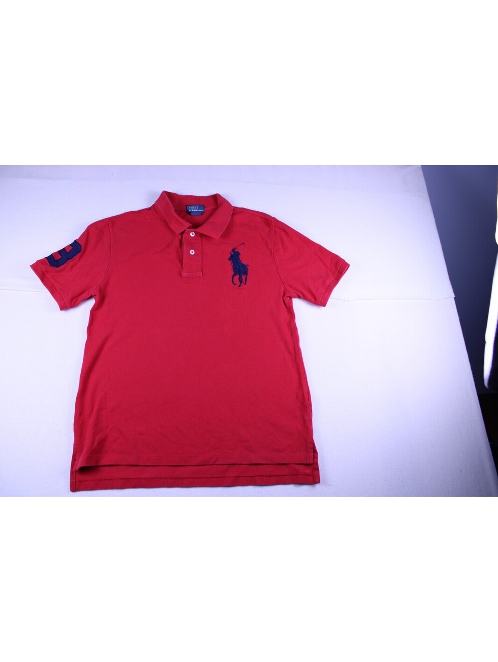 Polo Ralph Lauren Polo Red Shirt Blue Big Pony Embroidery Logo Youth L 14-16